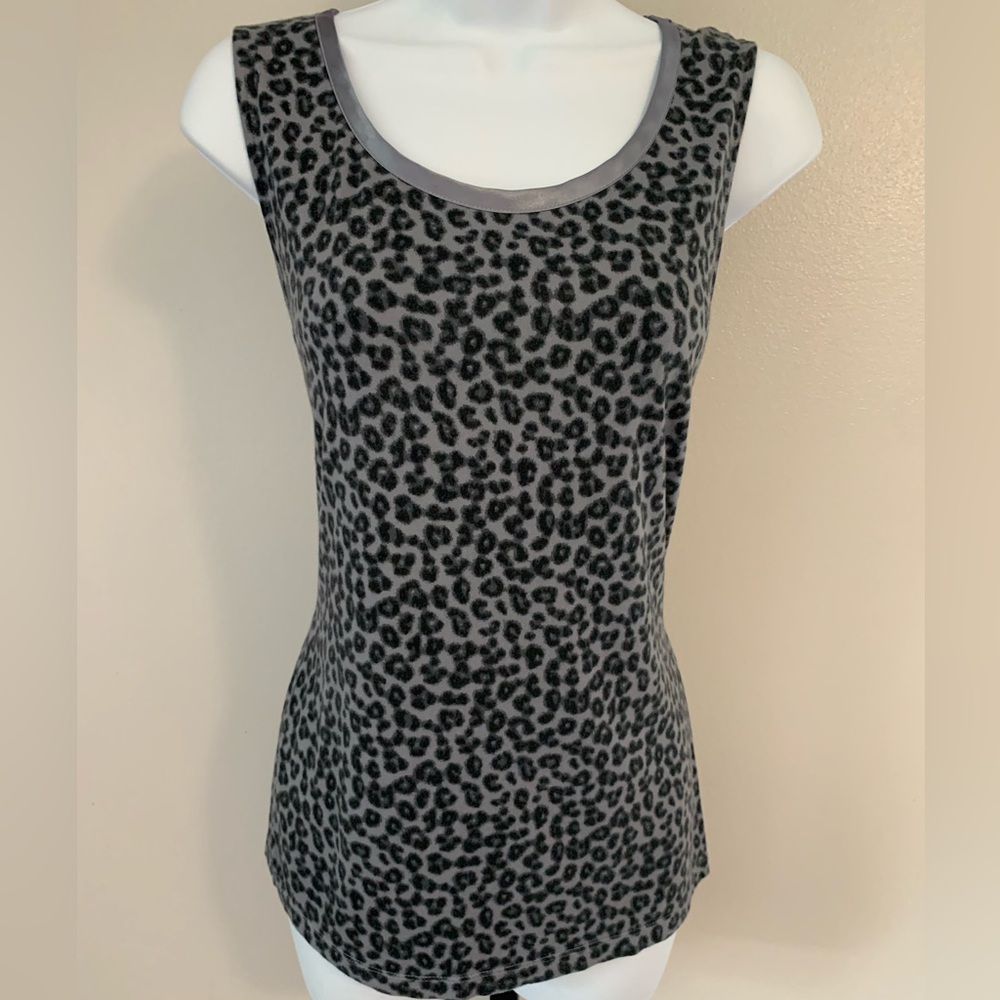 Banana Republic Black and Gray Animal Print Tank Top